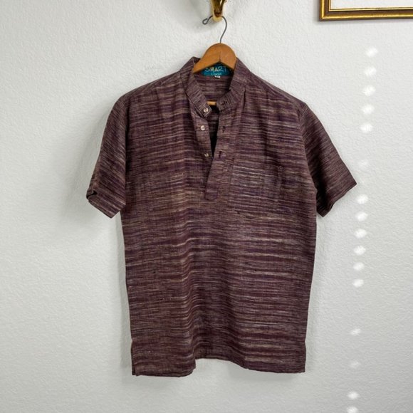 Smart Look Guayabera VTG Men's Striped Pop Over Dress Shirt - Picture 2 of 8